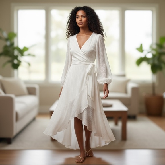 Tularosa Dresses & Skirts - NWOT REVOLVE TULAROSA Wrap Hi-Lo Maxi Dress White S